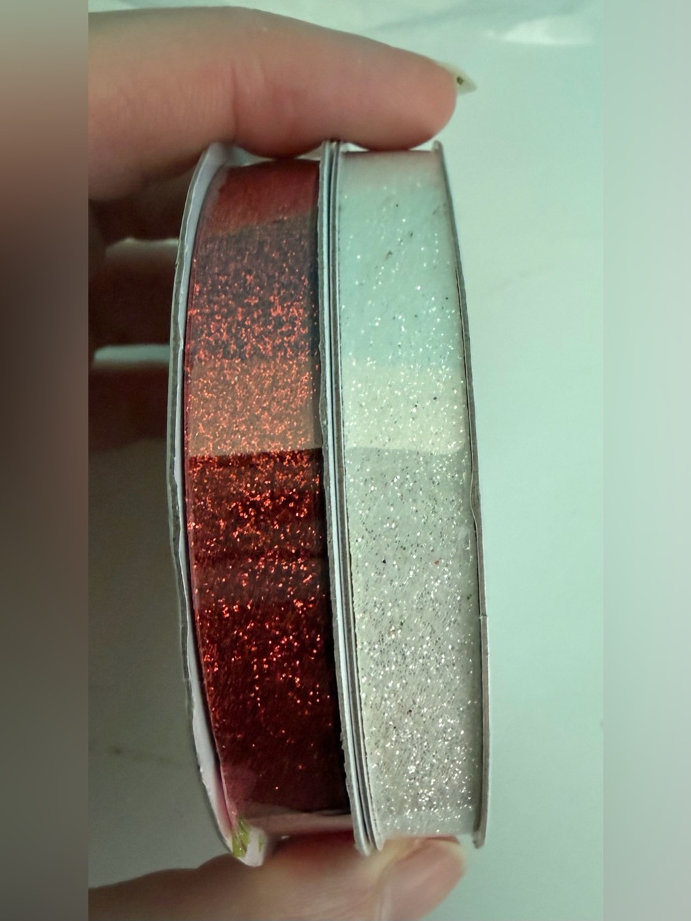 American Crafts Glitter Tape, Solid Pattern, Glitter Finish, Red & Silver